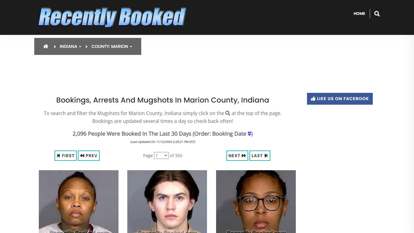 Bookings, Arrests and Mugshots in Marion County, Indiana - Recently Booked