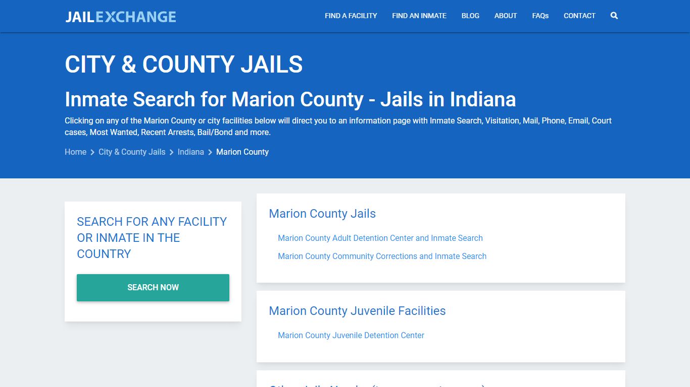 Inmate Search for Marion County | Jails in Indiana - Jail Exchange